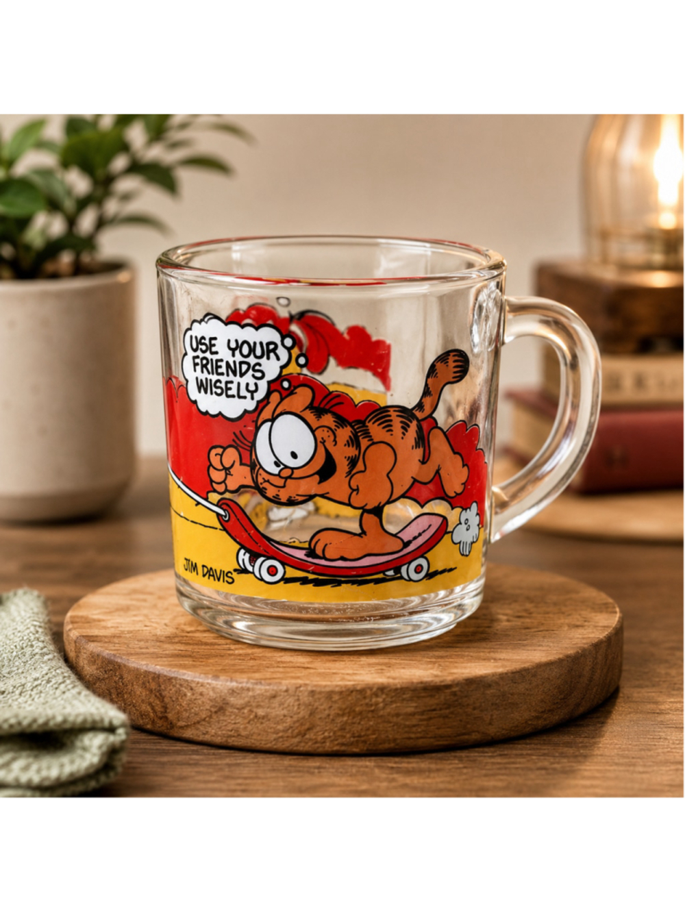 McDonald's Garfield Glass Mug One Size Clear and Red